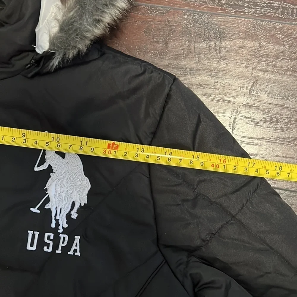 U.S. Polo Association Puffer Coat w/Faux Fur Hood, sz Medium (girls)